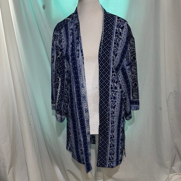 Blue Patterned Open Front Fortune+Ivy Kimono size small - Picture 1 of 3